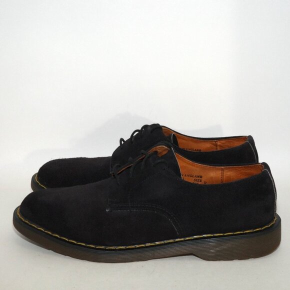 Vintage Made in England UK Dr. Martens Black Suede Oxford Lace Up 4 Eye Mens 11 - Picture 2 of 14